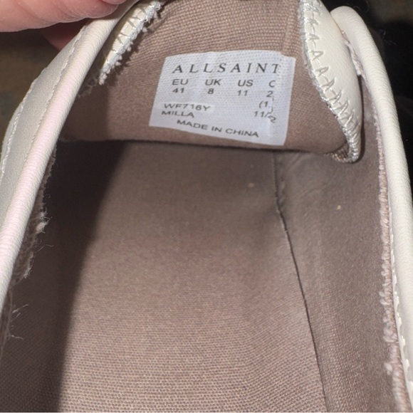 Allsaints Milla Low Top Womens US 11 / EU 41 White Leather Lace up Sneakers - Picture 12 of 12